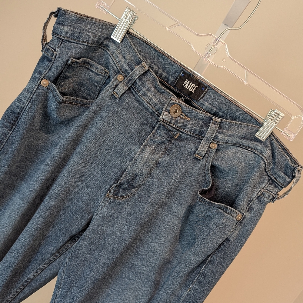 Paige Men's Normandie Jeans Straight Stretch Sz 34 X 33 Med/Dark Wash Designer - Picture 4 of 15
